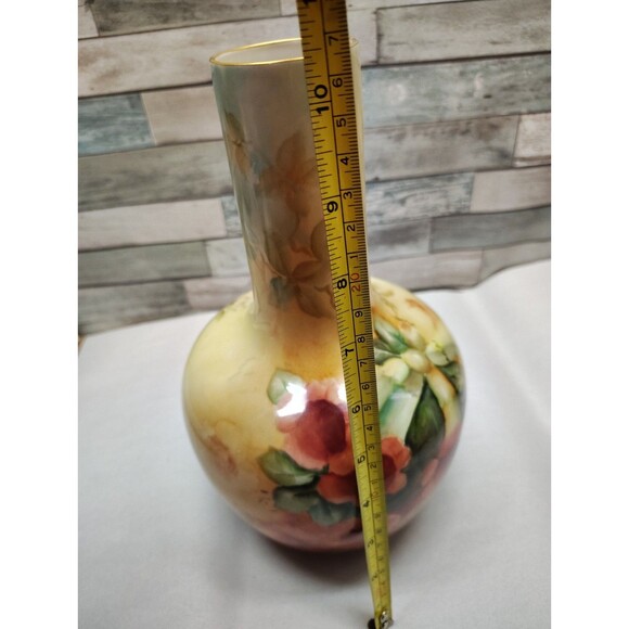 Antique Willets Belleek Hand Painted Floral Vase Morning Glory  Art Nouveau Glam - Picture 13 of 14